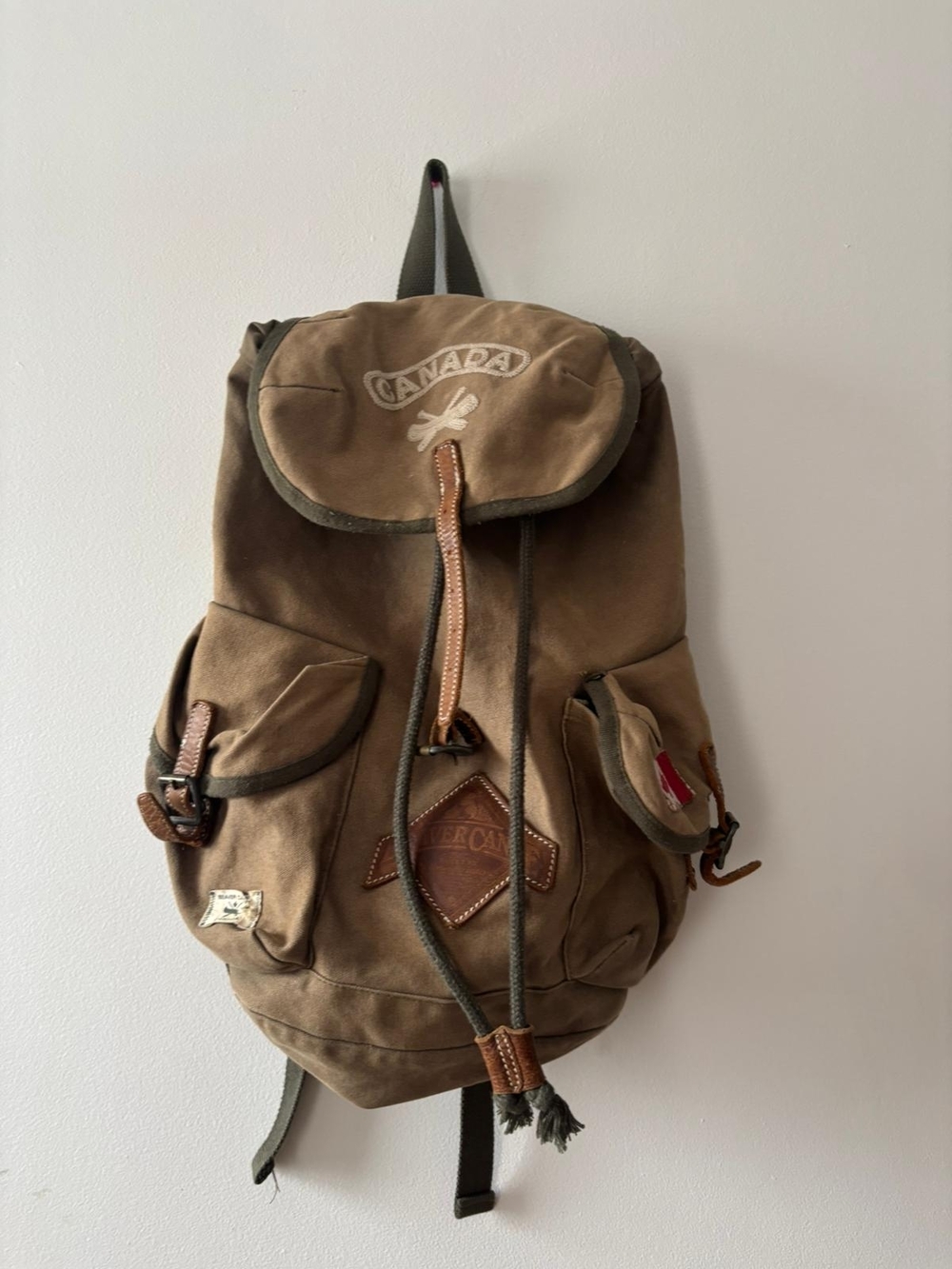 Vintage Beaver Canoe by Roots Leather Canvas Backpack Gorpcore